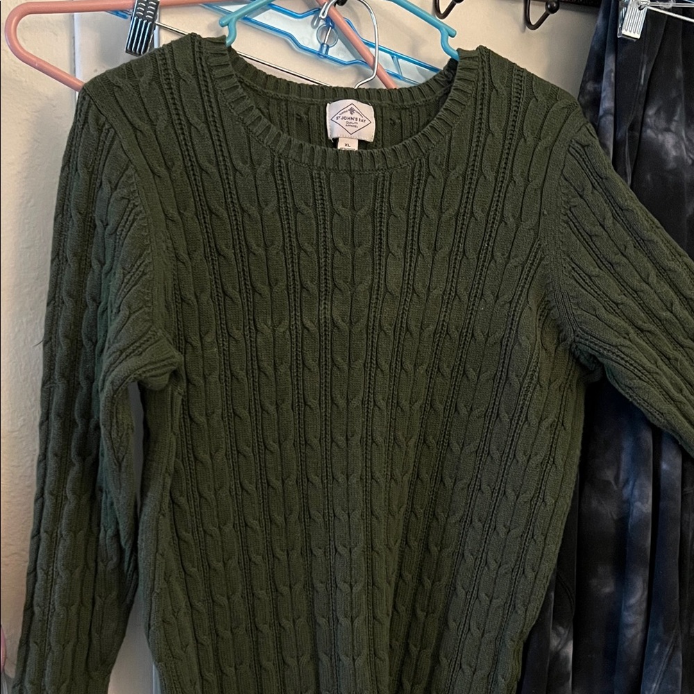 St. John's Bay Olive Cable Knit Sweater